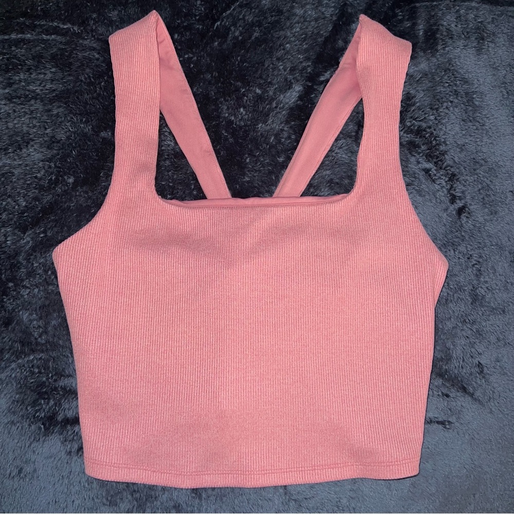 Alosoft Ribbed Chic Bra tank; Pink; Size Medium; worn once! Built in shelf bra